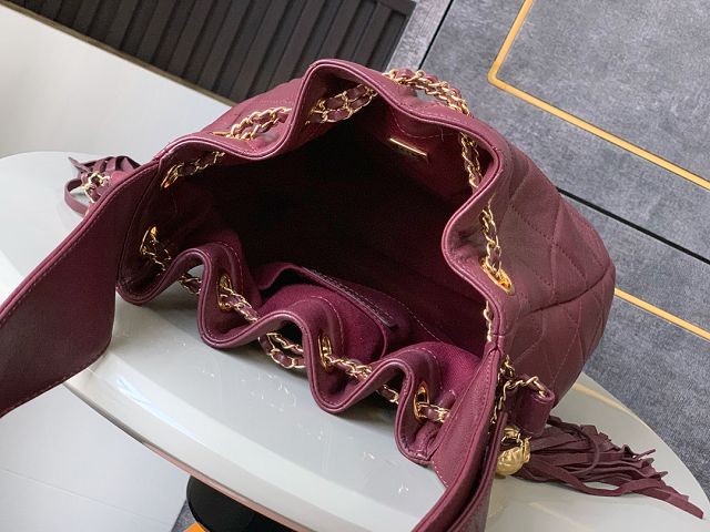 CC original lambskin drawstring bag AS5499 bordeaux