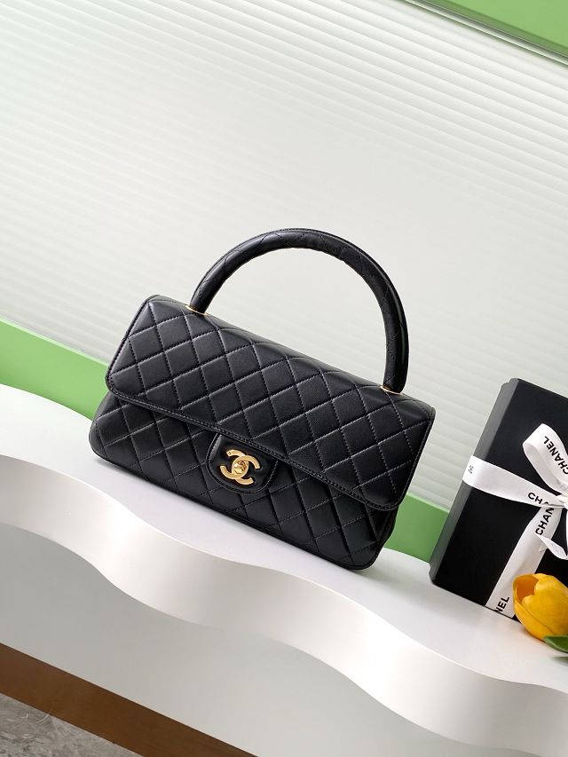 CC original lambskin top handle bag AS3868 black
