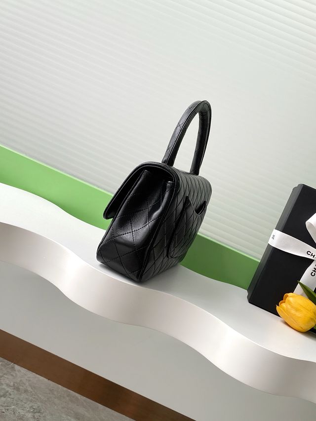 CC original lambskin top handle bag AS3868 black