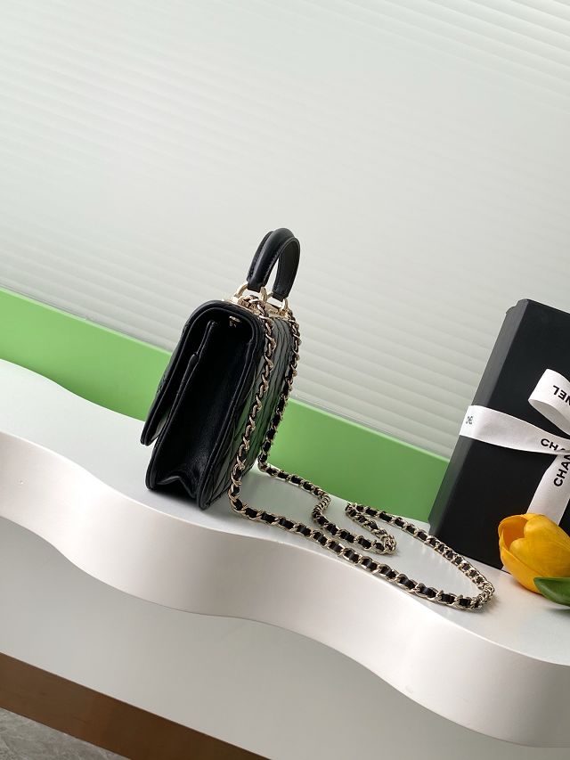 CC original lambskin wallet on chain AP4323 black