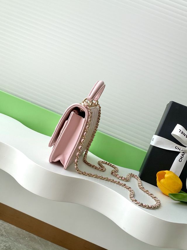 CC original lambskin wallet on chain AP4323 pink