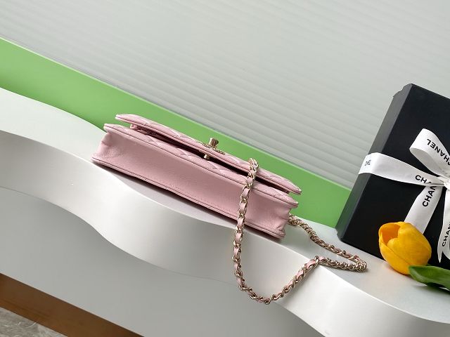 CC original lambskin wallet on chain AP4323 pink