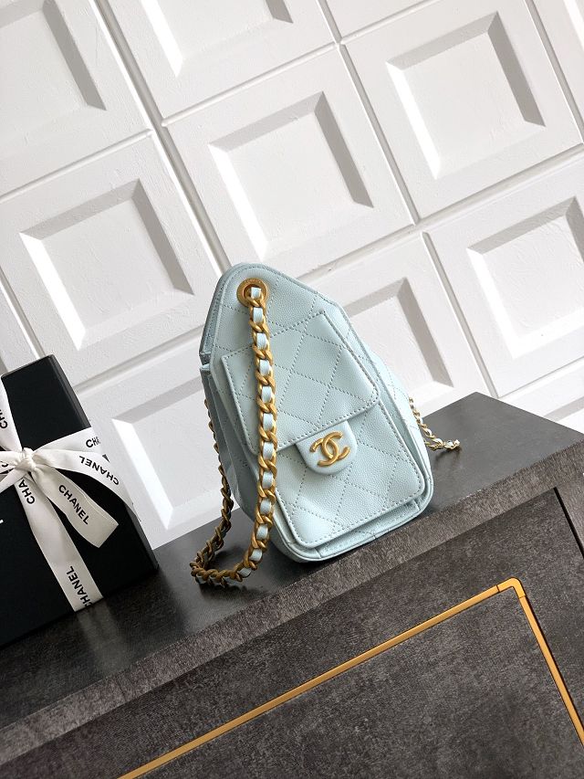 CC original grained calfskin 25 mini handbag AS5631 light blue