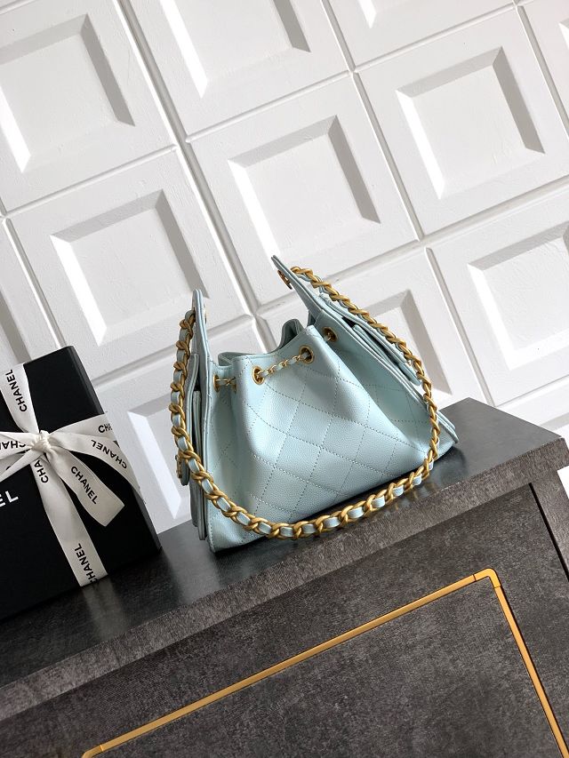 CC original grained calfskin 25 mini handbag AS5631 light blue