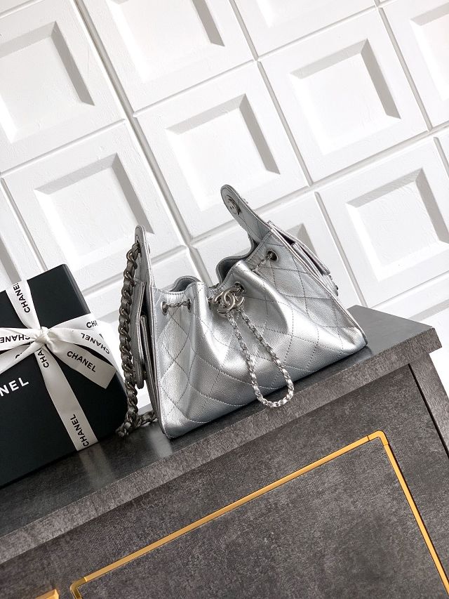 CC original grained calfskin 25 mini handbag AS5631 silver