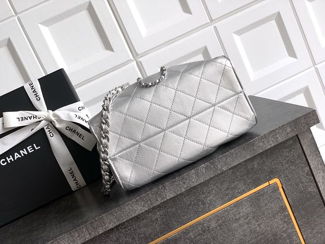 CC original grained calfskin 25 mini handbag AS5631 silver