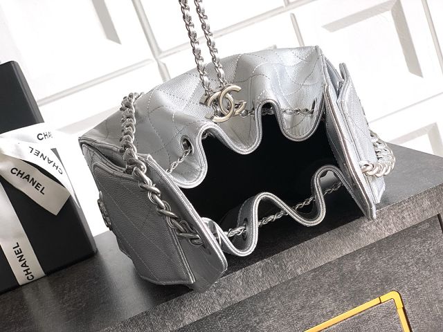 CC original grained calfskin 25 mini handbag AS5631 silver