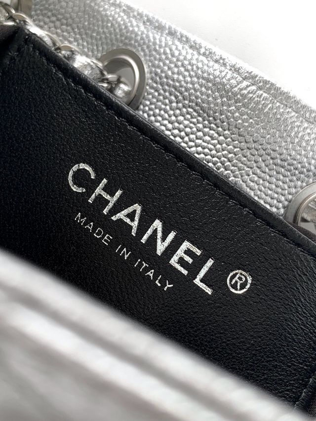 CC original grained calfskin 25 mini handbag AS5631 silver