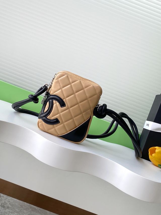 CC original lambskin mini camera bag AS6325 apricot