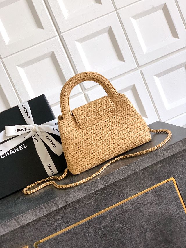 CC original raffia mini shopping bag AS4416 apricot