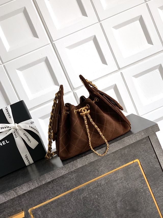 CC original suede 25 mini handbag AS5631 dark brown