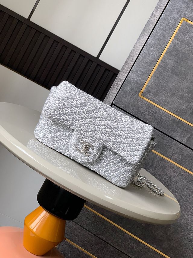 CC original tweed mini flap bag AS5279 silver