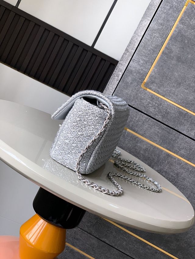 CC original tweed mini flap bag AS5279 silver