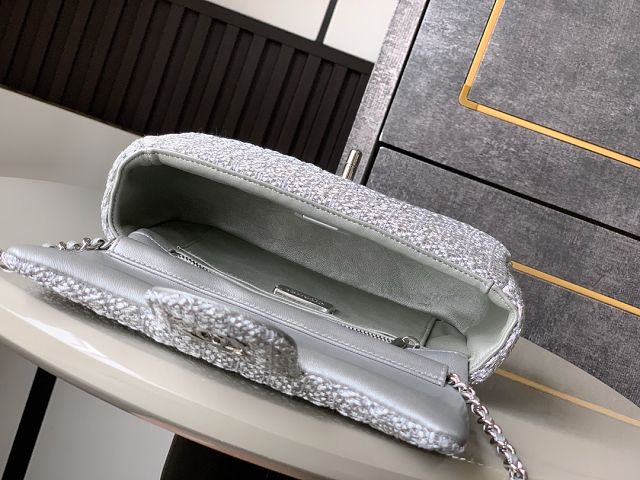 CC original tweed mini flap bag AS5279 silver
