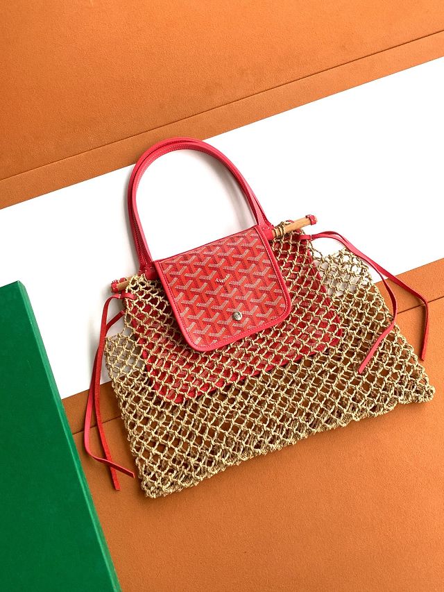 Goyard original raffia mesh aligre bag GY0122 fuchsia