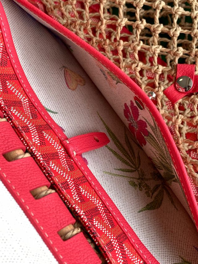 Goyard original raffia mesh aligre bag GY0122 fuchsia