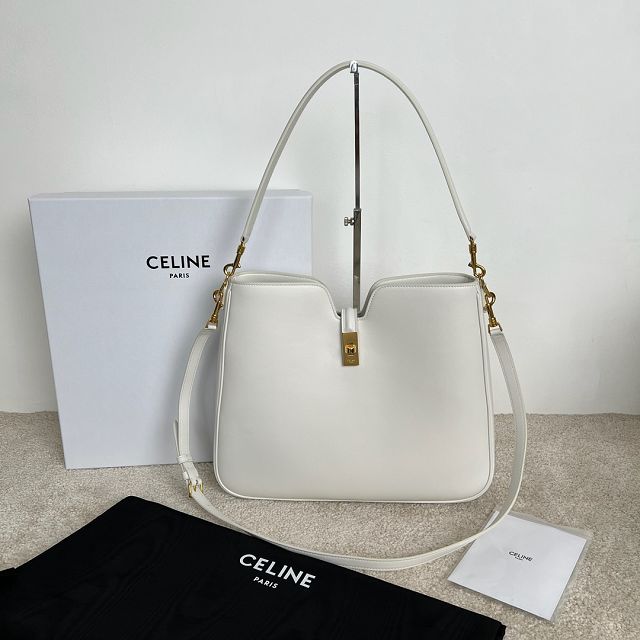 Celine original calfskin medium camille 16 soft bag 119563 white