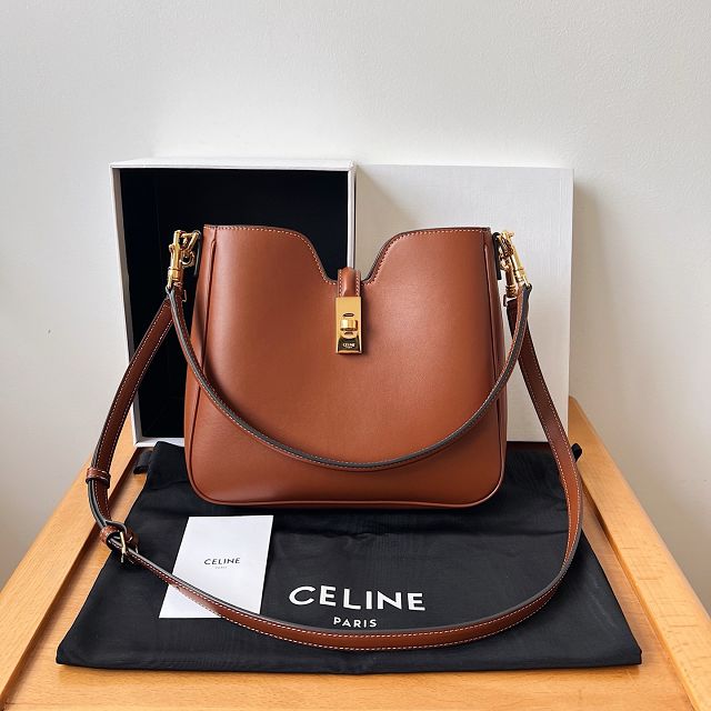 Celine original calfskin small camille 16 soft bag 120693 brown