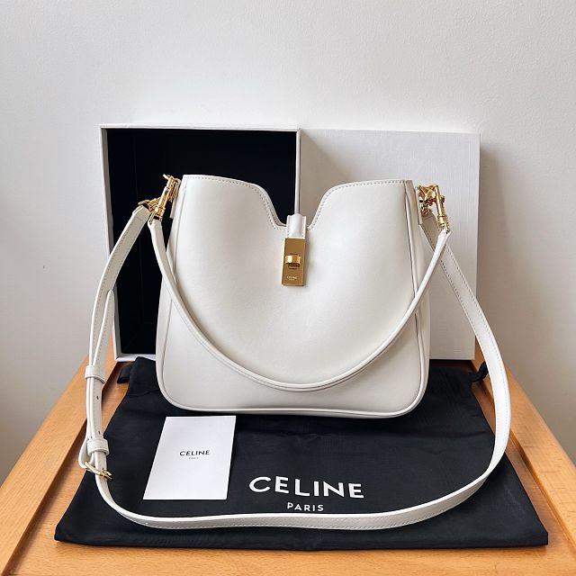 Celine original calfskin small camille 16 soft bag 120693 white
