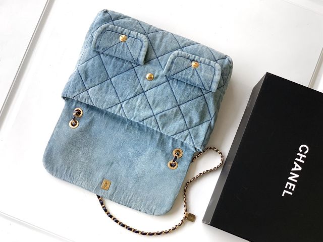 CC original denim large flap bag AS5011 blue