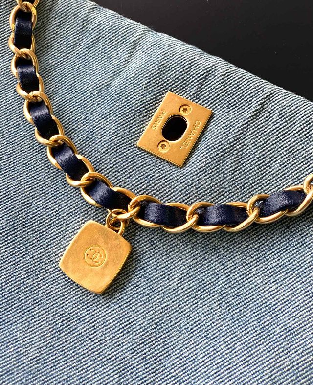 CC original denim large flap bag AS5011 blue