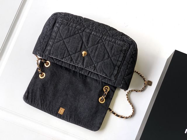CC original denim large flap bag AS5012 black