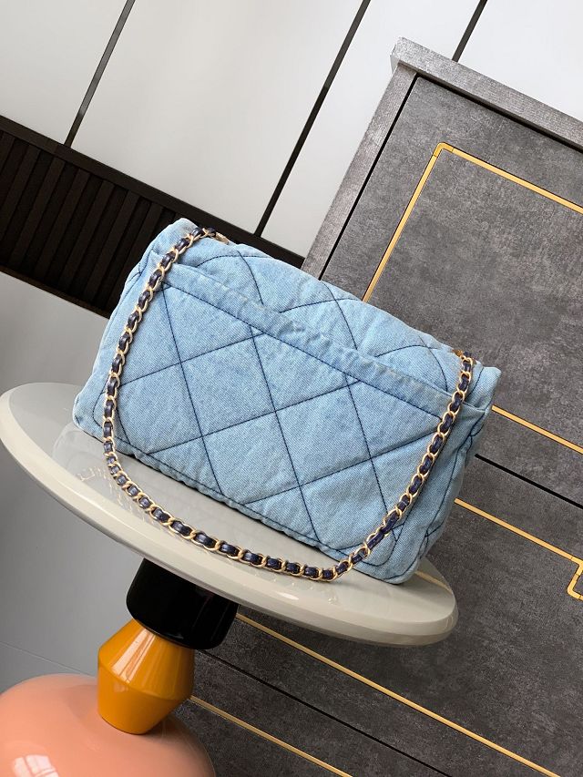 CC original denim large flap bag AS5012 blue