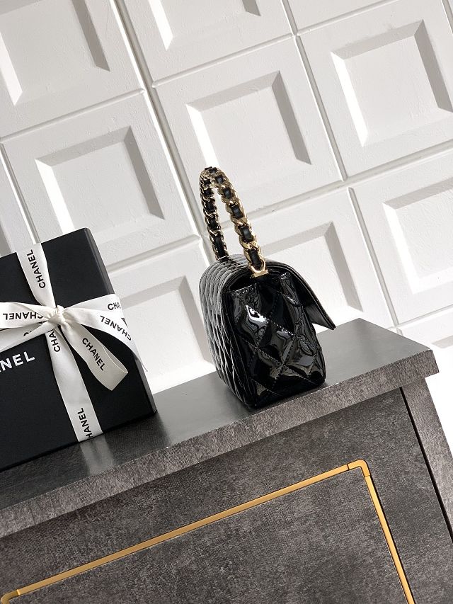 CC original patent calfskin top handle clutch AP3240 black 