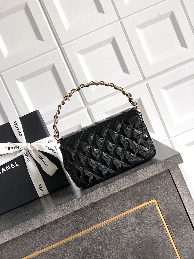 CC original patent calfskin top handle clutch AP3240 black 