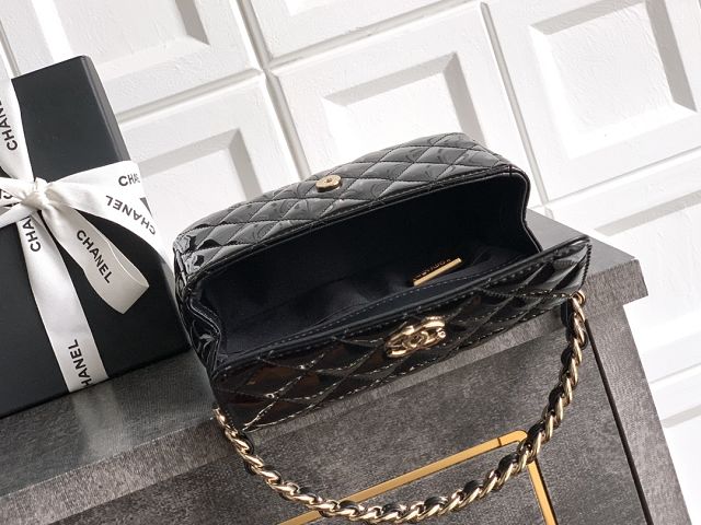 CC original patent calfskin top handle clutch AP3240 black 