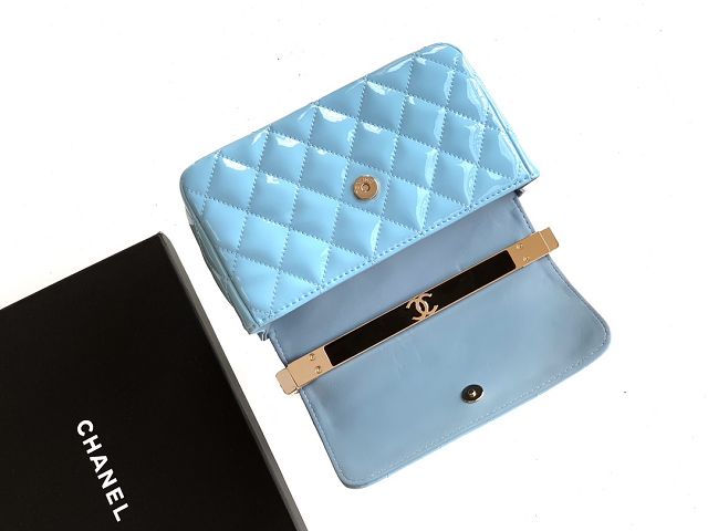 CC original patent calfskin top handle clutch AP3240 blue