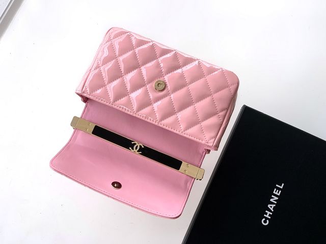CC original patent calfskin top handle clutch AP3240 pink
