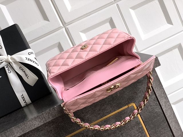 CC original patent calfskin top handle clutch AP3240 pink
