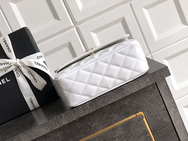 CC original patent calfskin top handle clutch AP3240 white