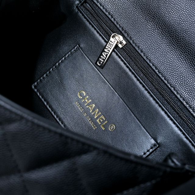 CC original grained calfskin top handle flap bag AS5554 black