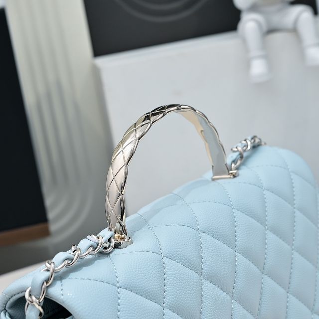 CC original grained calfskin top handle flap bag AS5554 blue