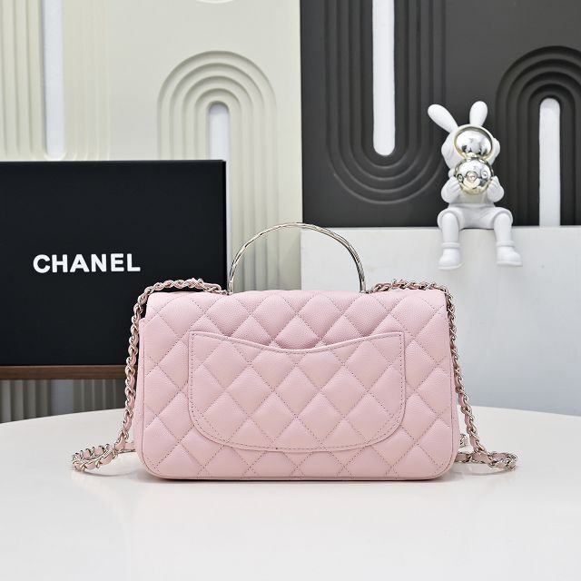 CC original grained calfskin top handle flap bag AS5554 pink