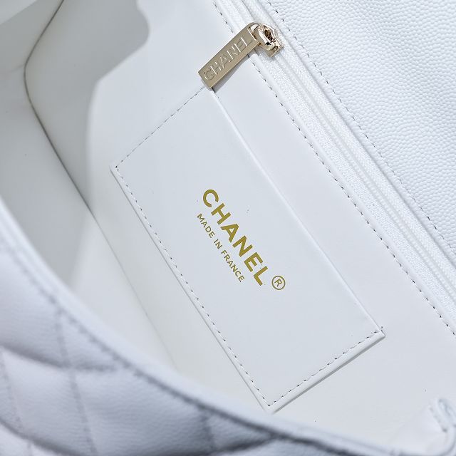 CC original grained calfskin top handle flap bag AS5554 white