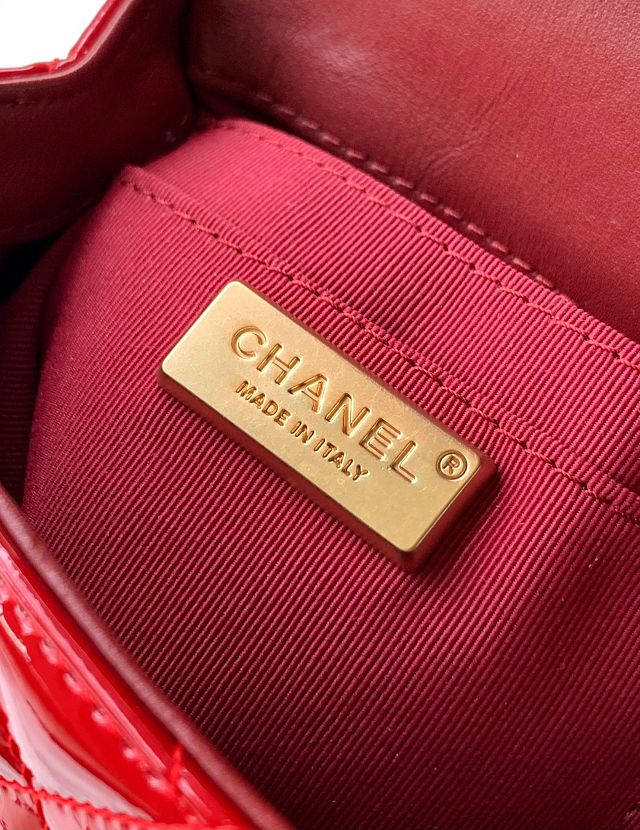 CC original patent calfskin top handle clutch AP3240 red