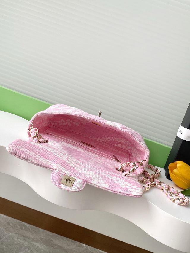 CC original denim medium flap bag AS5454 pink