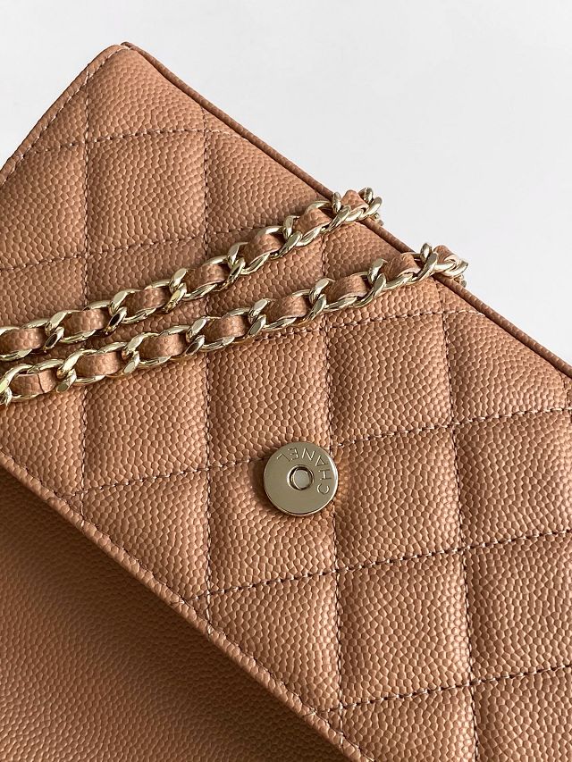 CC original grained calfskin flap phone holder AP3238 apricot