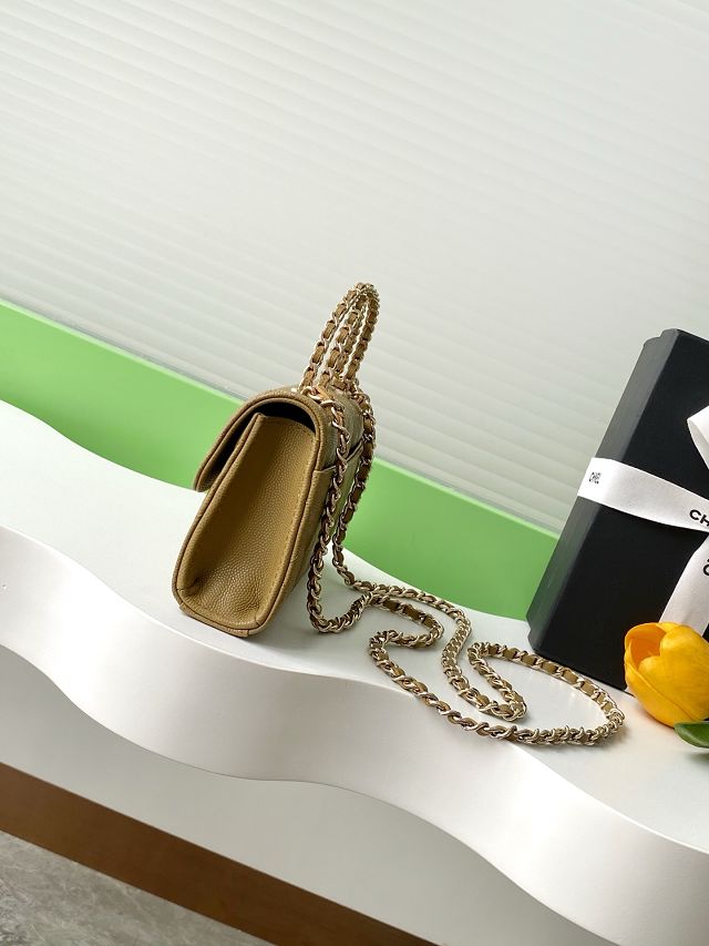 CC original grained calfskin flap phone holder AP3238 avocado