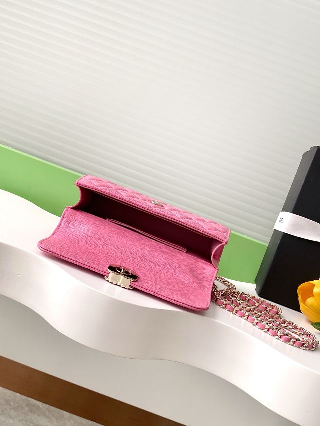 CC original grained calfskin flap phone holder AP3238 hot pink