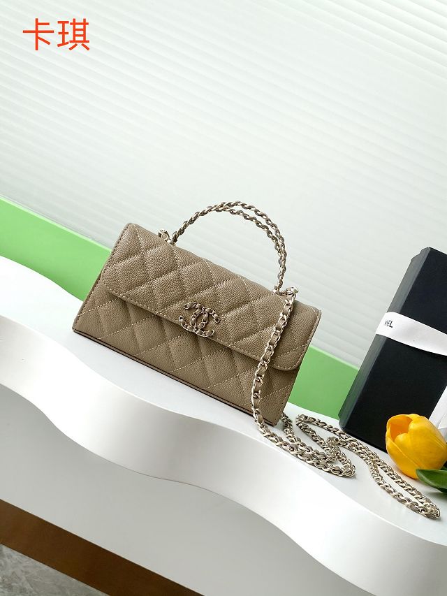 CC original grained calfskin flap phone holder AP3238 khaki