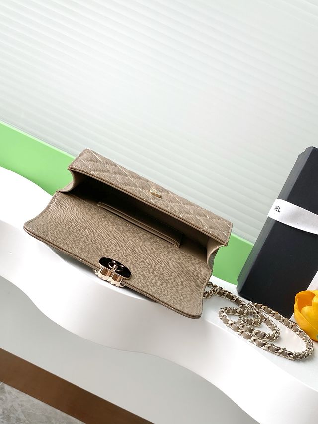 CC original grained calfskin flap phone holder AP3238 khaki