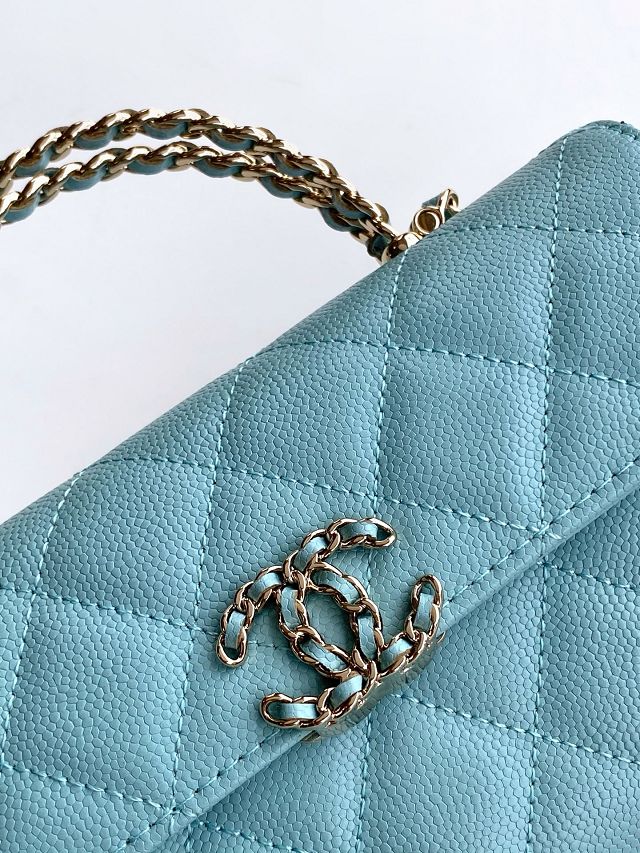 CC original grained calfskin flap phone holder AP3238 light blue