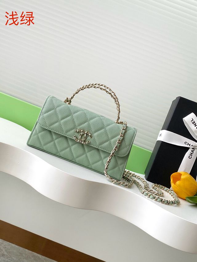 CC original grained calfskin flap phone holder AP3238 light green