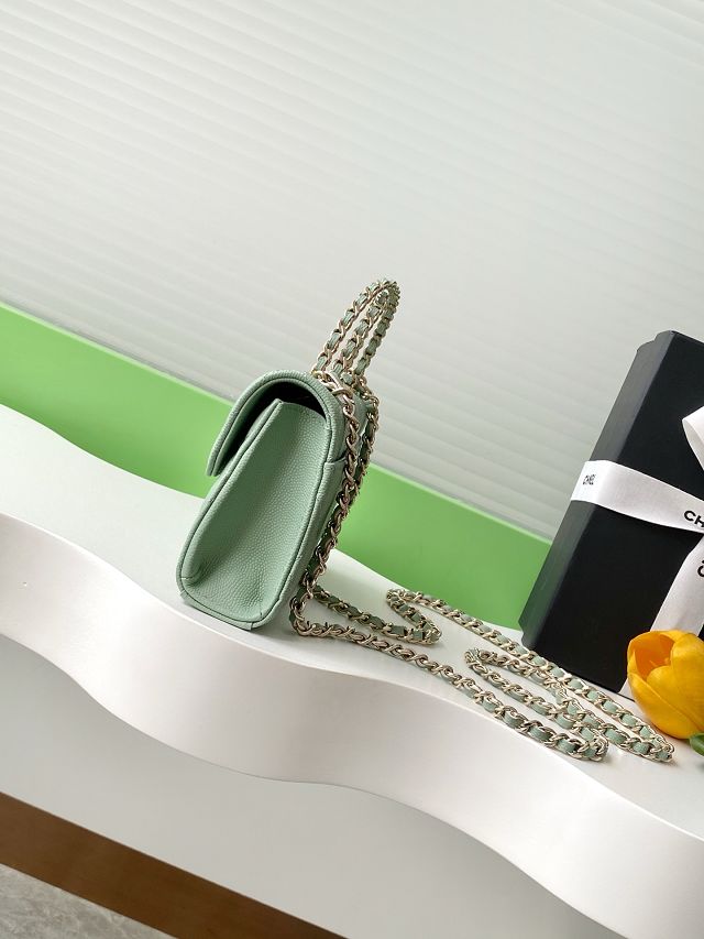 CC original grained calfskin flap phone holder AP3238 light green