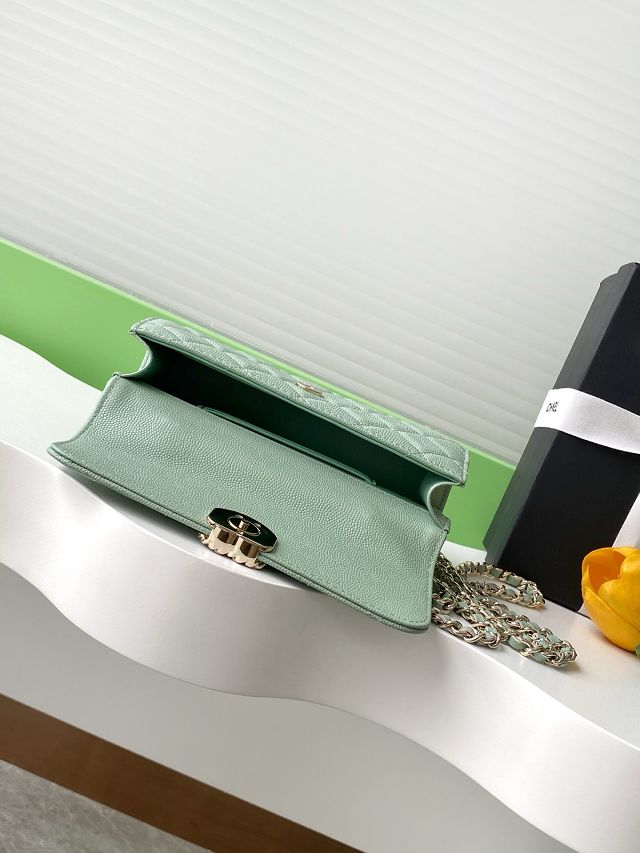 CC original grained calfskin flap phone holder AP3238 light green