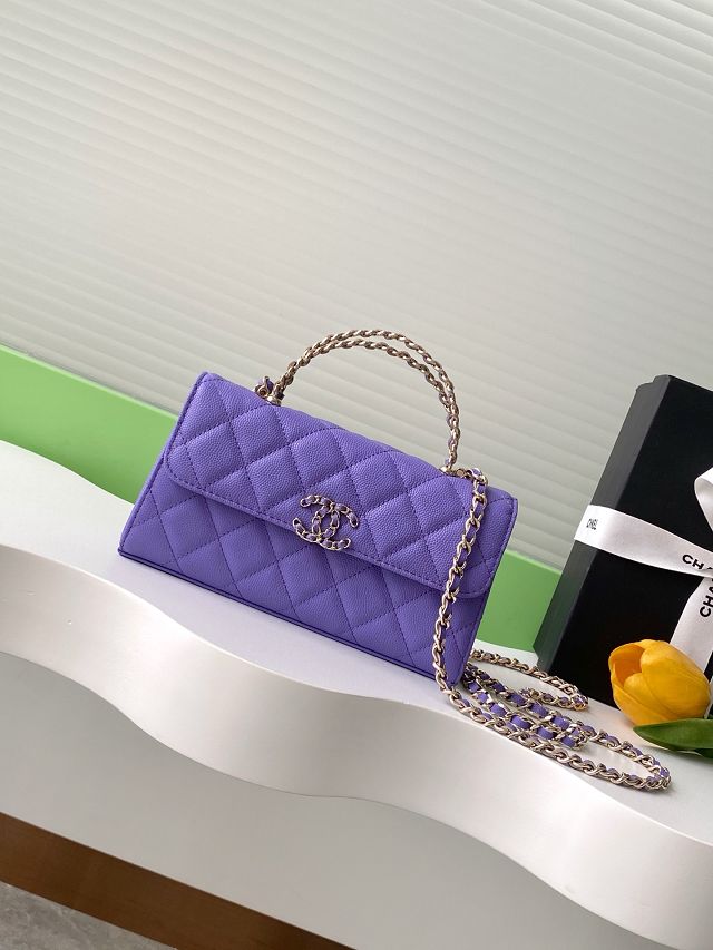 CC original grained calfskin flap phone holder AP3238 purple